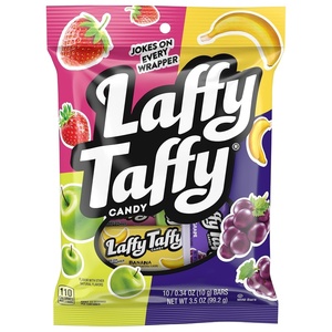 image:imageLaffy Taffy Assorted Mini Bars Stand Up Bag Chewy Candy in a Variety of Fruity Flavors 35 oz35 Ounce Pack of 1