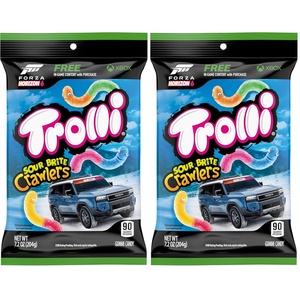 image:imageTrolli Sour Brite Crawlers Candy CherryLemon StrawberryGrape amp OrangeLime Sweet and Sour Gummy Worms 72 oz72 Ounce Pack of 2