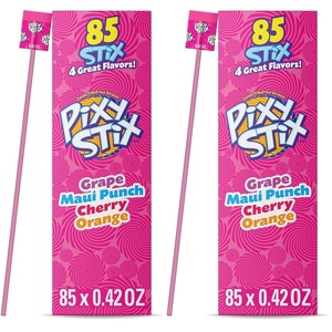 image:imageWonka Pixy Stix Sour Straws  Grape Maui Punch Cherry and Orange Sweet and Tart Candy Powder 85 ct  357 Ounce042 Ounce Pack of 170
